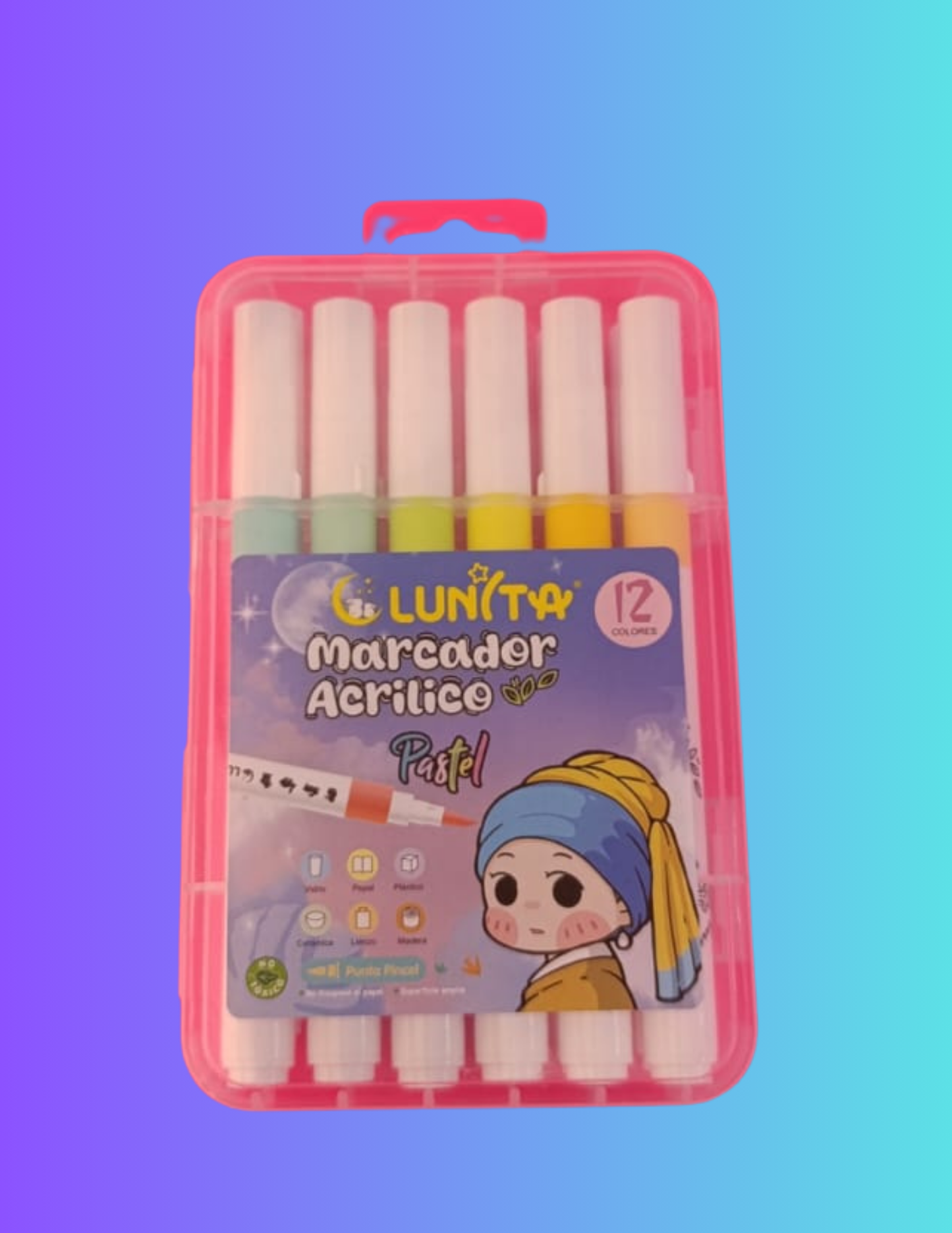 Plumon acrilico pastel 12 pz