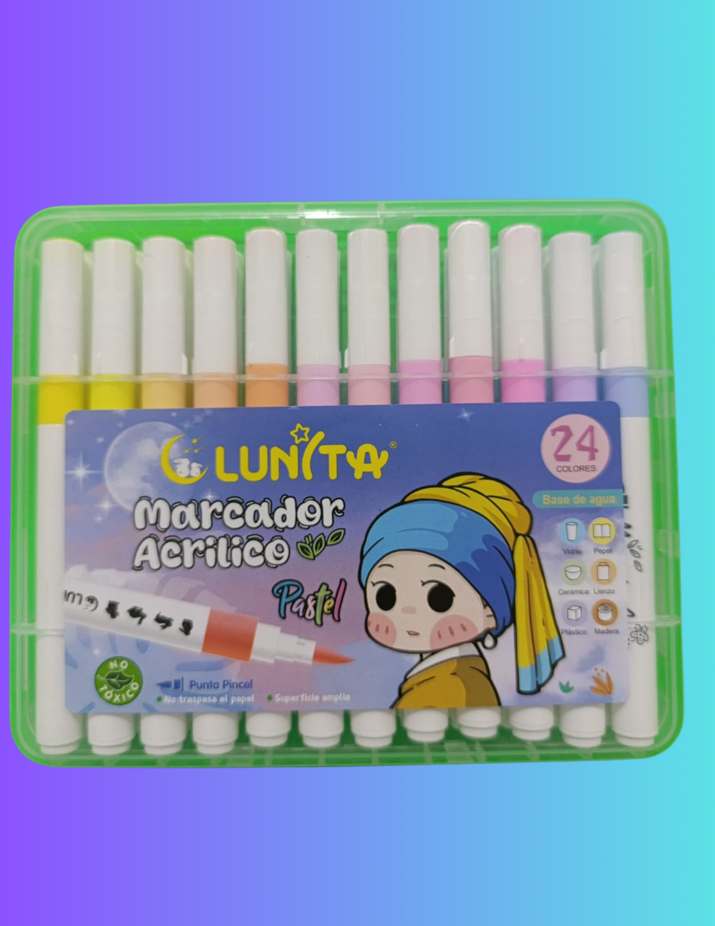 24 plumones acrilicos tonos pastel