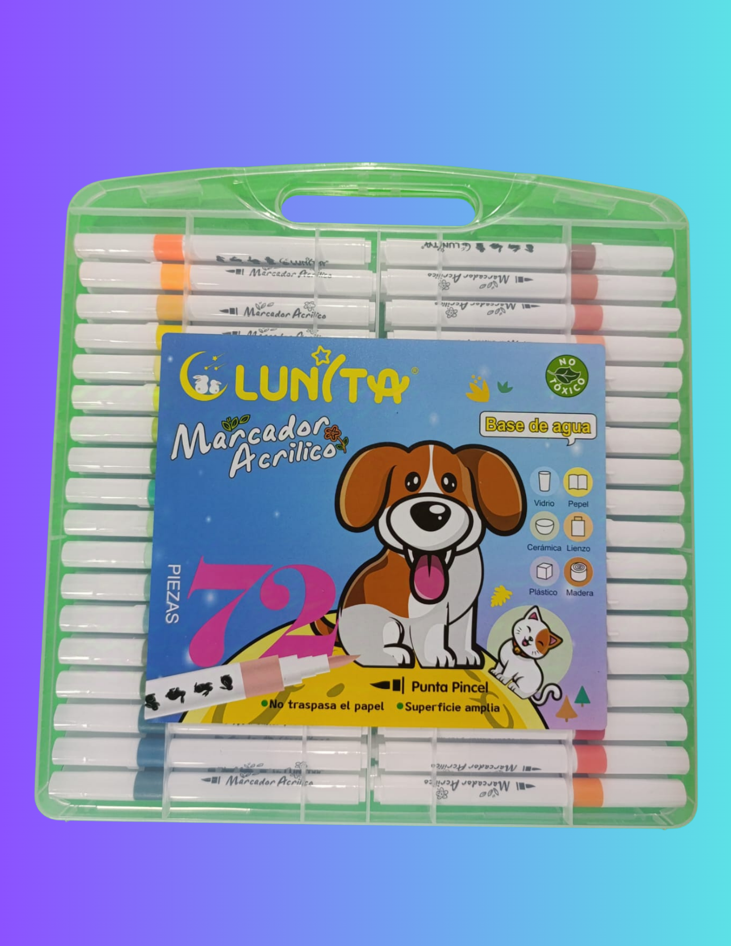 Plumones punta bala 72 pz tinta acrilica
