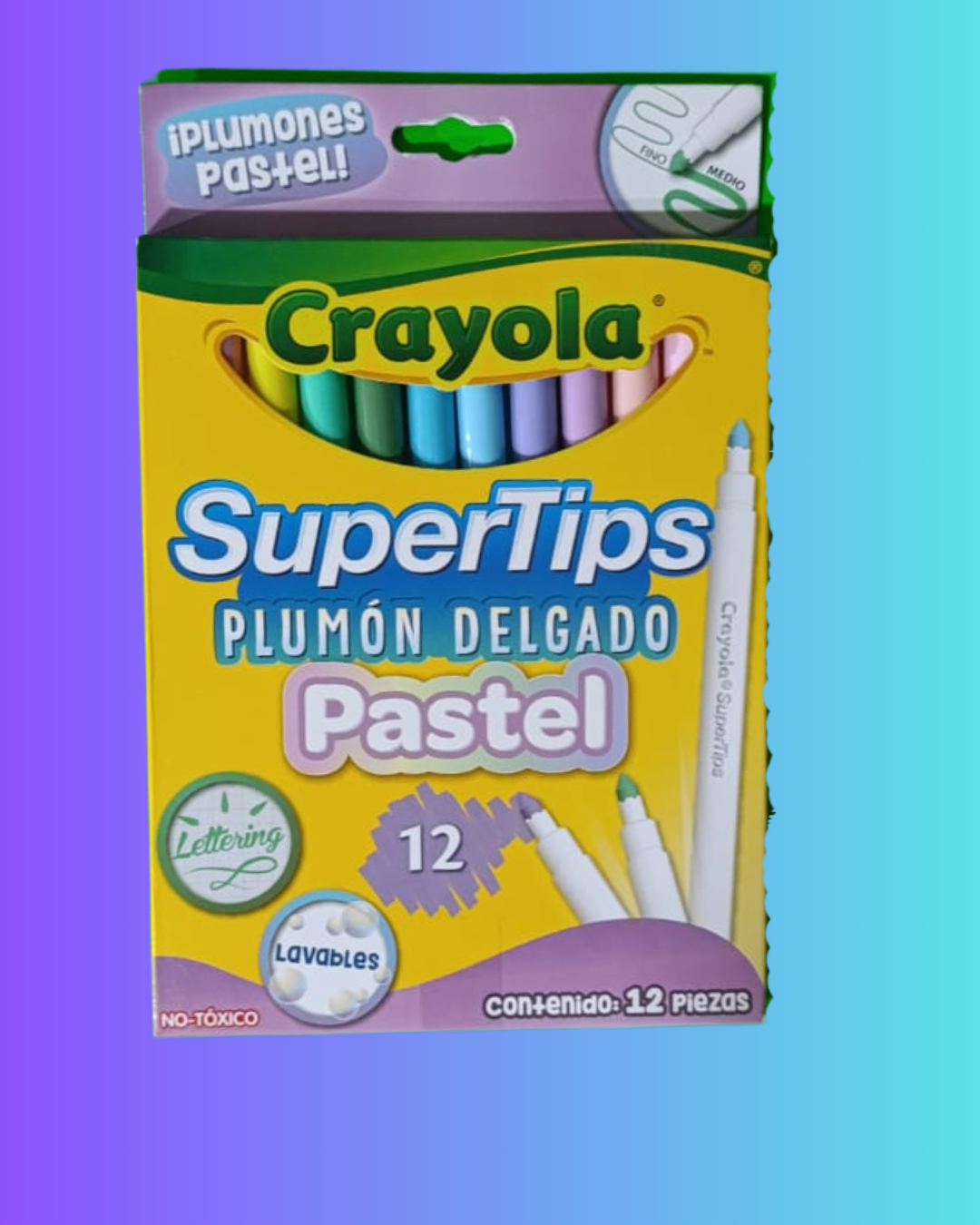 Plumones tonos pastel 12 pz